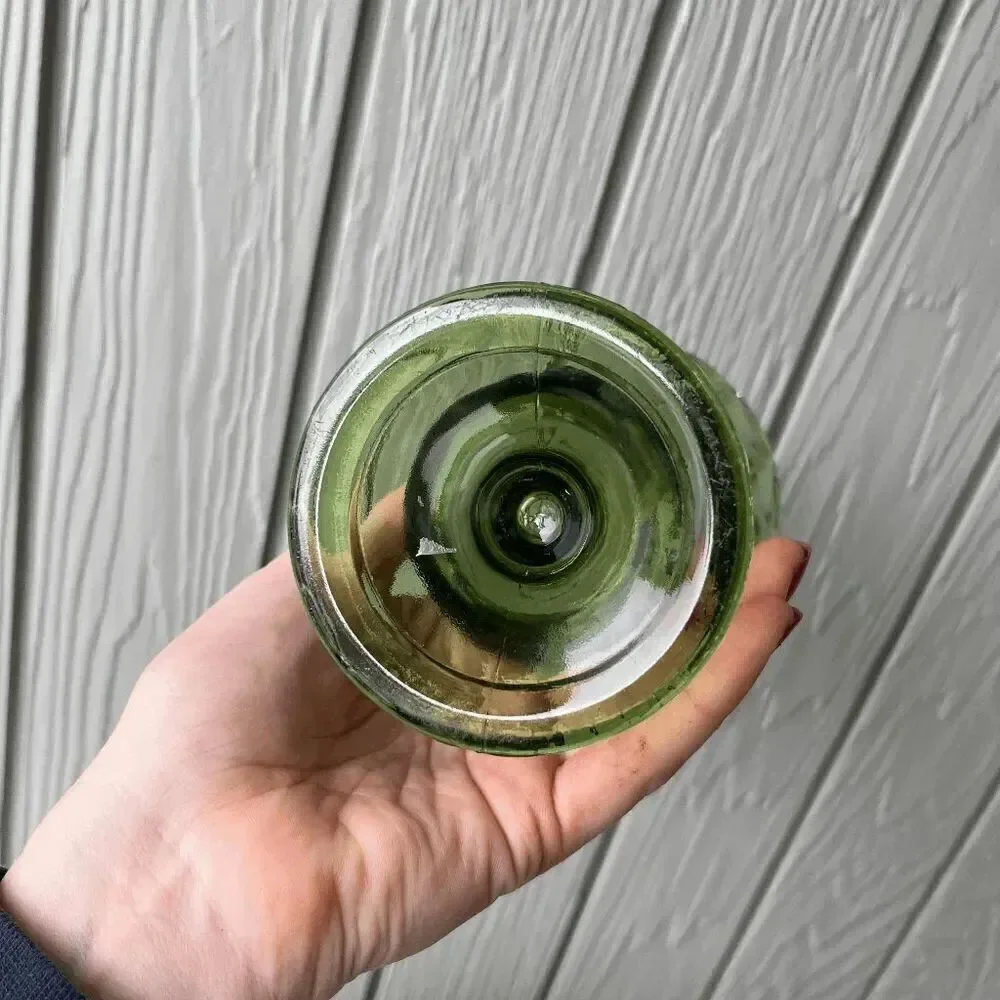 3 Piece VTG Indiana Glass Avocado Green Pedestal Vases + Amber Mount Vernon Set